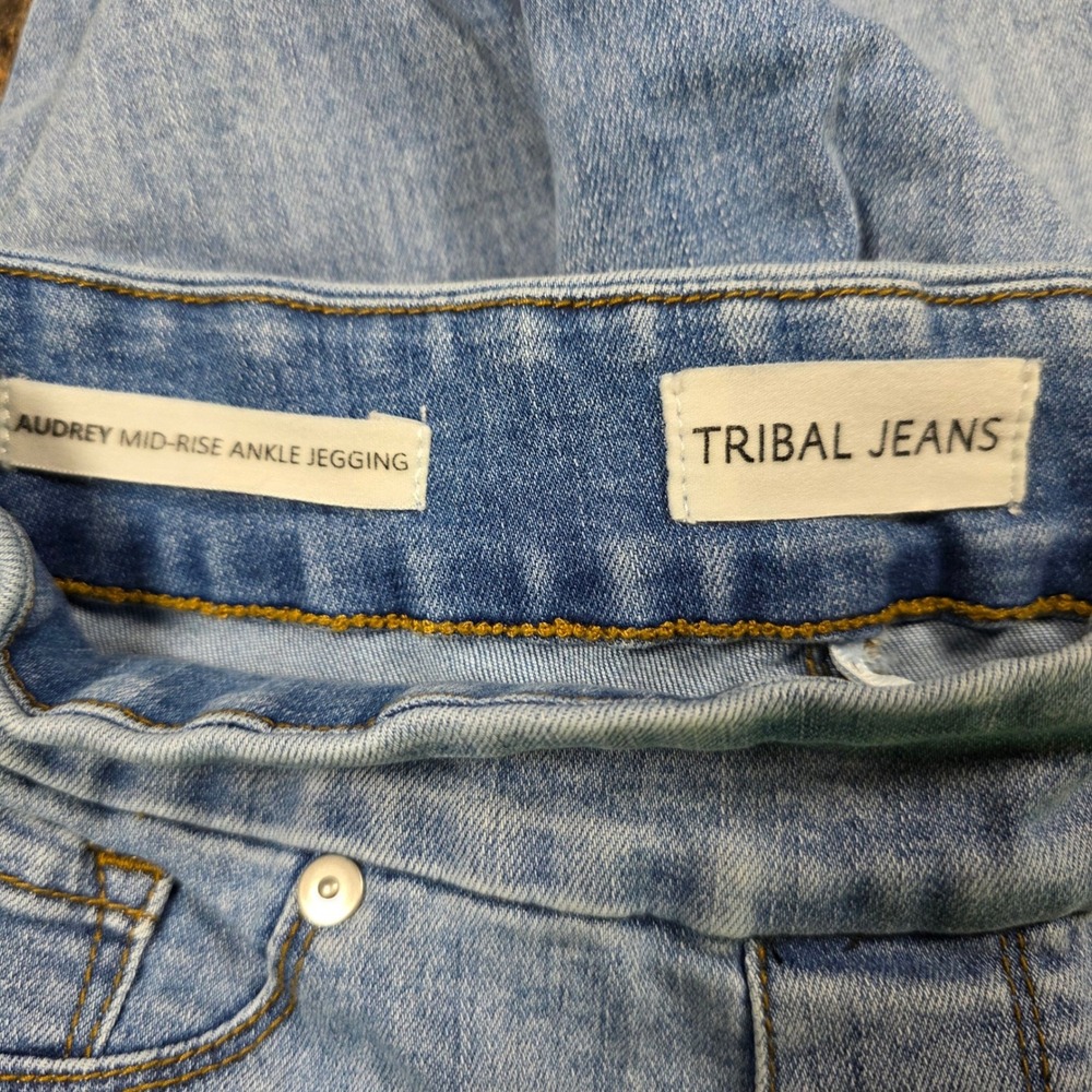 Tribal Jeans Audrey Mid Rise Ankle Jeggings Light Wash Pull On Jeans Size 0 - Picture 9 of 9